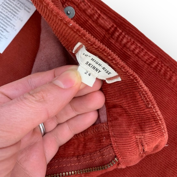 Madewell 10” high rise skinny jeans burnt orange thin corduroy size 24 - Picture 5 of 7